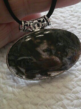 Gorgeous STICK AGATE Handmade Sterling 925 Pendant/Cord #446E